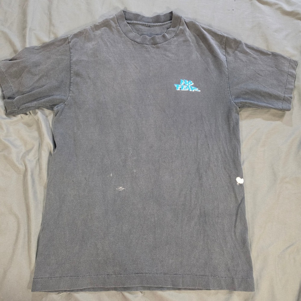 No Fear Does Not Play Well With Others Graphic T-Shirt Faded Black Vintage 90s